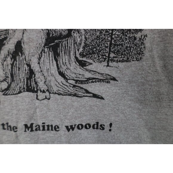 Vintage 80s Mens Large Distressed Comic Meet You In The Maine Woods T-Shirt USA - Picture 5 of 12